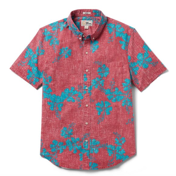 Reyn Spooner 50th State Flower Hawaiian Short Sleeve Shirt in Red/Blue, 2XL - Picture 1 of 11